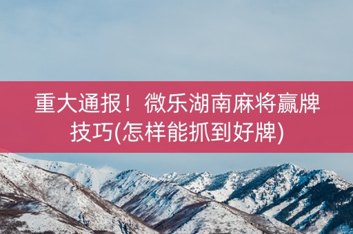 安装程序教程！湖南微乐麻将总是输怎么回事(怎样设置好牌)